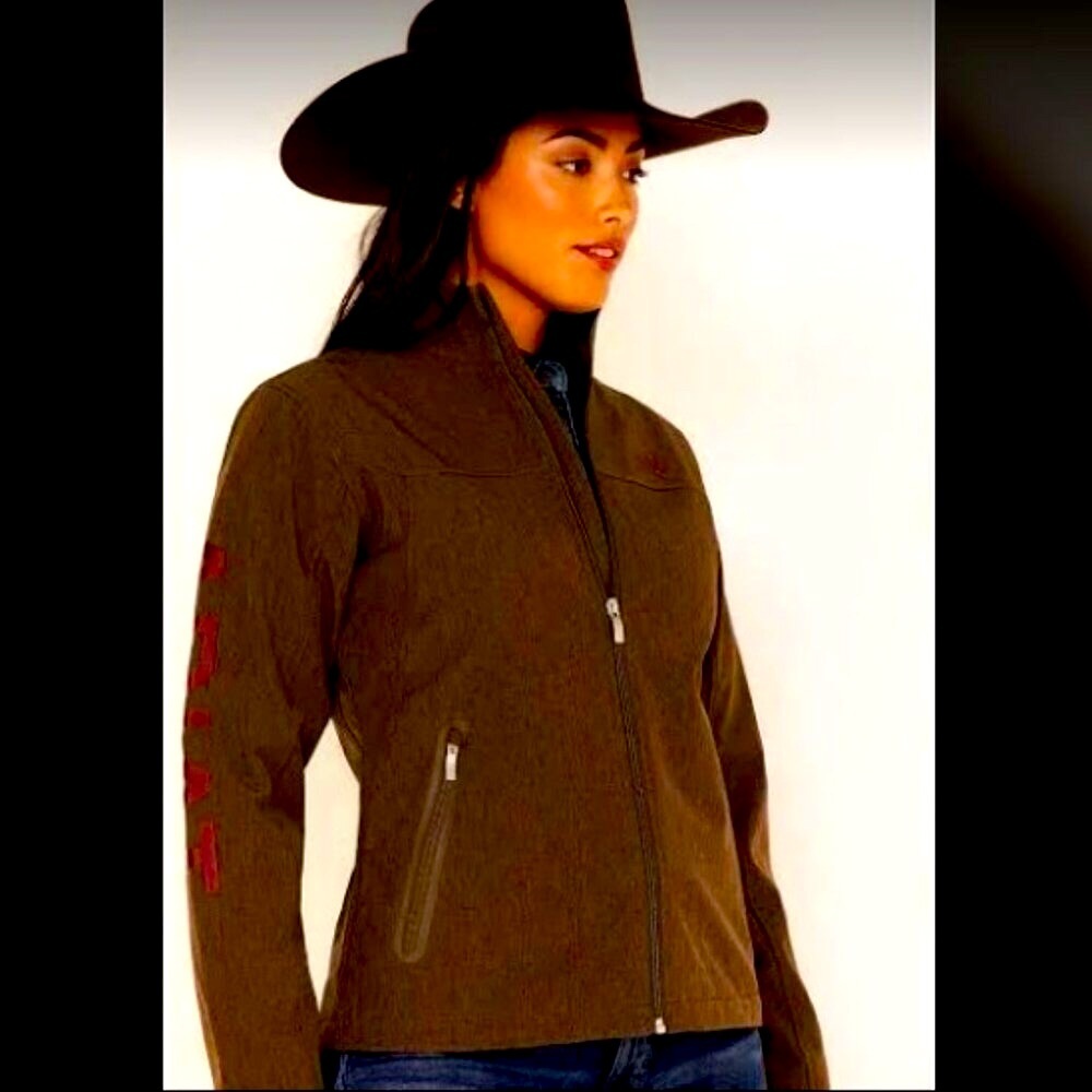 New FREE COUNTRY Full-zip Softshell Jacket Fleece Lined Mockneck Brown SM